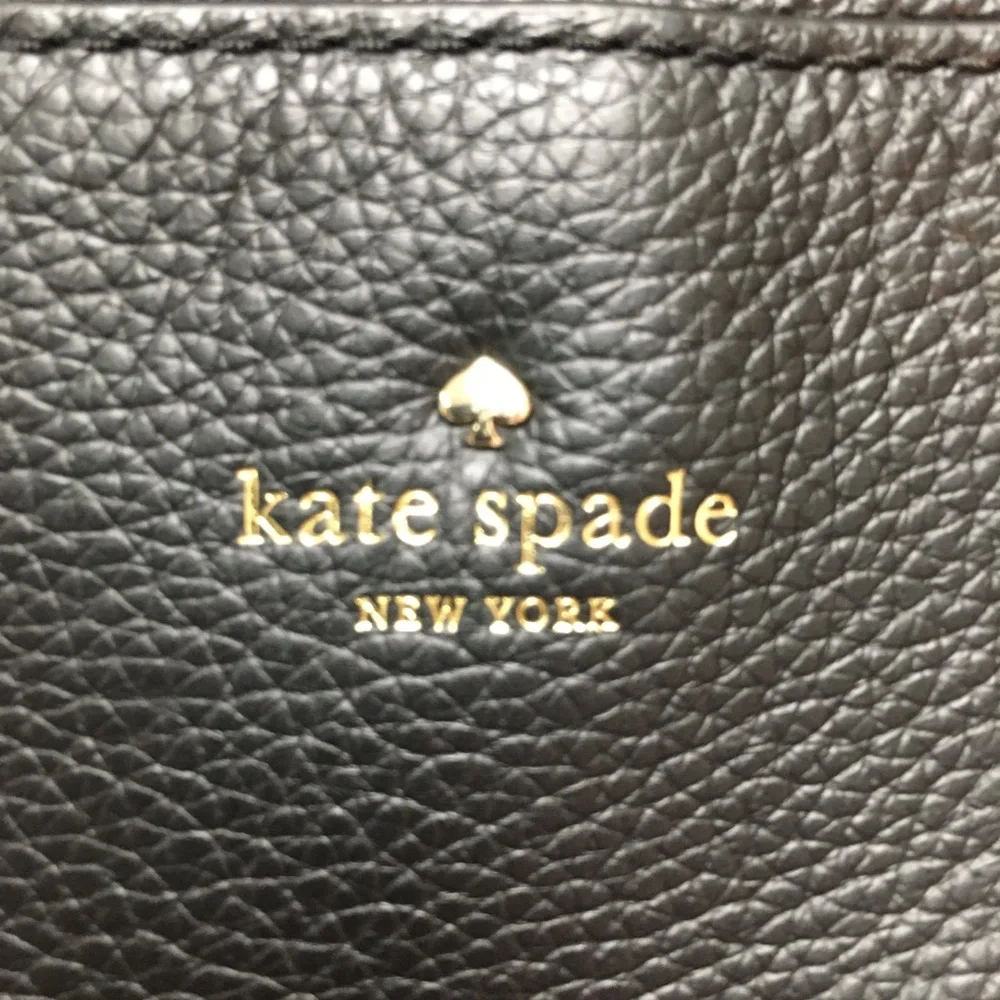 Kate Spade Cow Leather Zipper Backpack Black Gold Classic Preppy - Picture 2 of 15